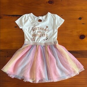 Birthday Princess Dress with Rainbow Tulle Skirt